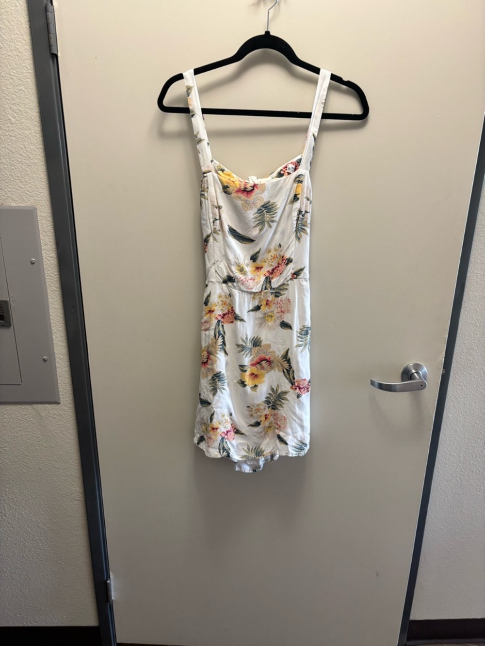 Hollister White Floral Sundress with Yellow and Pink Blooms